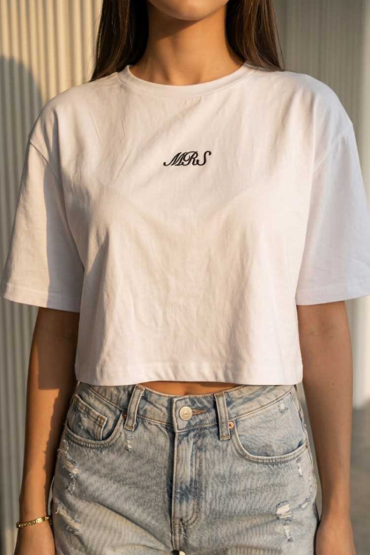 t-shirt crop overvMrs