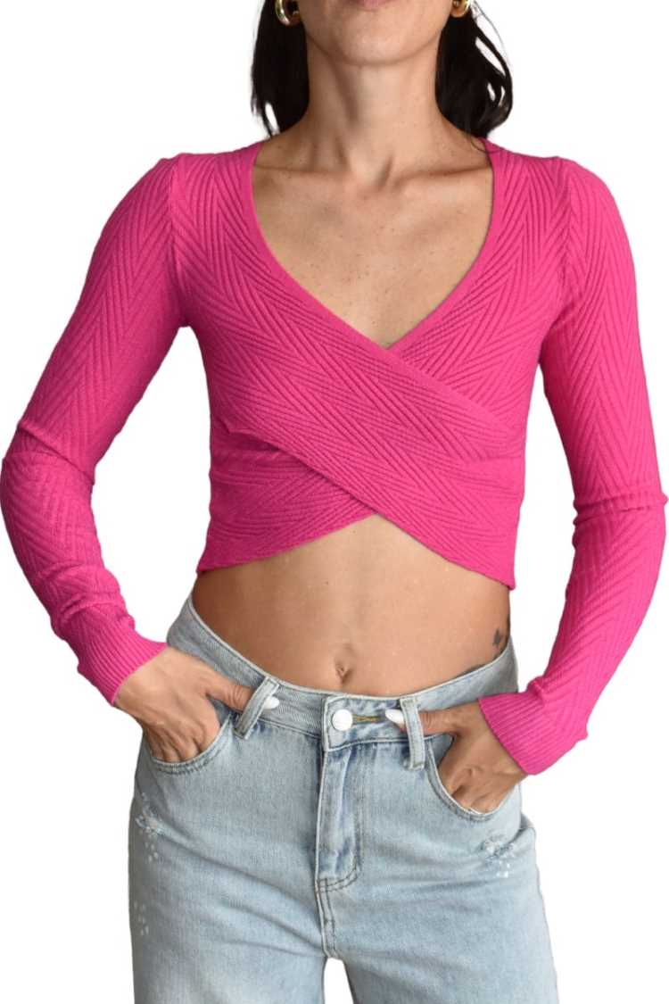 Maglia incrociata trama a spiga