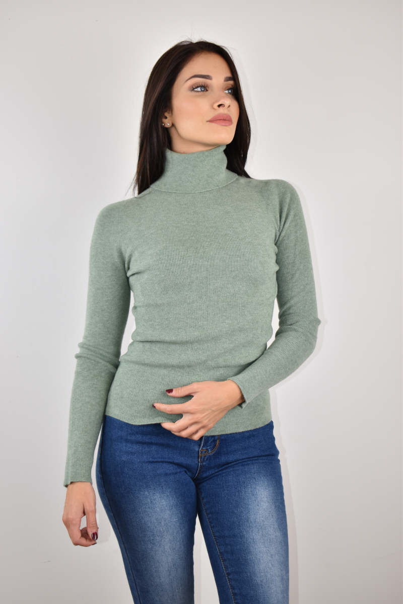 ABBIGLIAMENTO - Maglia costina melange a collo alto