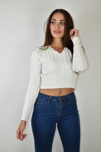 ABBIGLIAMENTO - Maglia crop con treccia