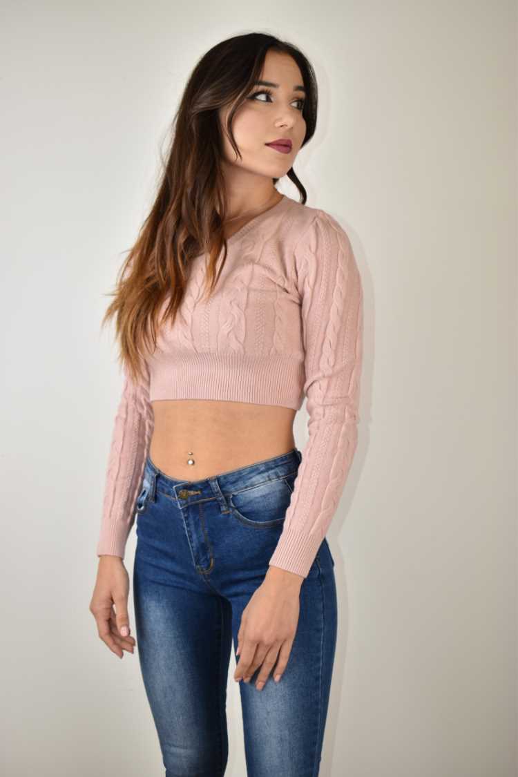 Maglia crop con treccia