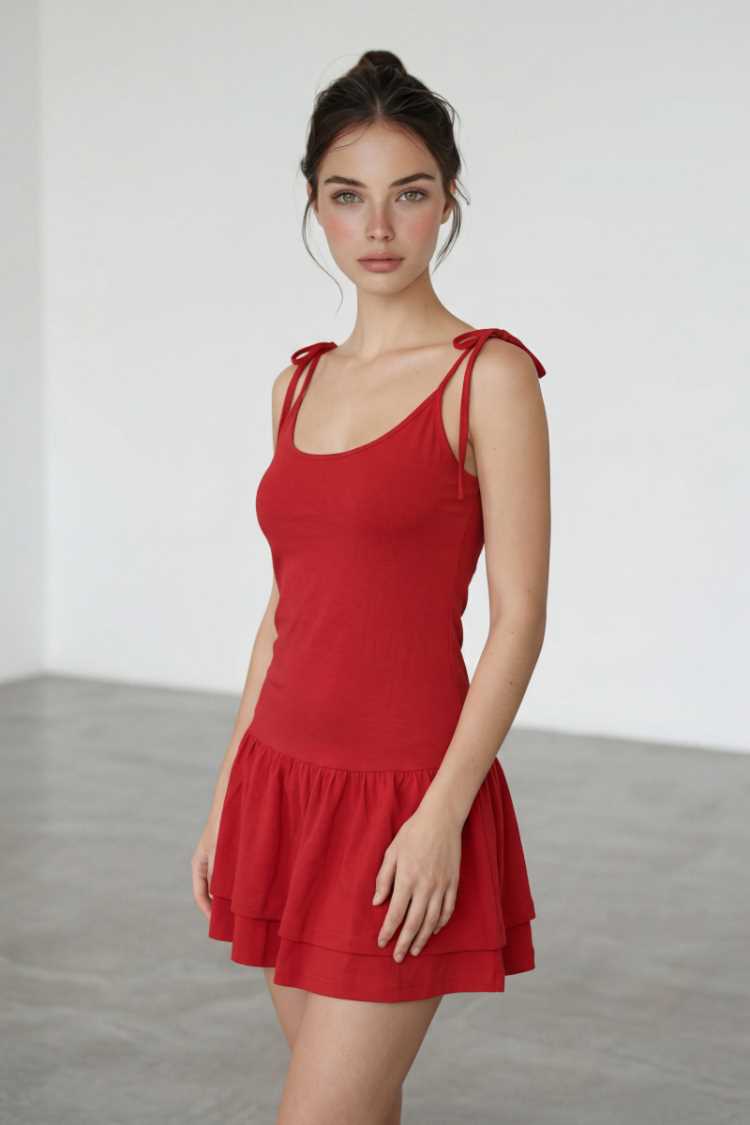 Vestito in cotone con balza