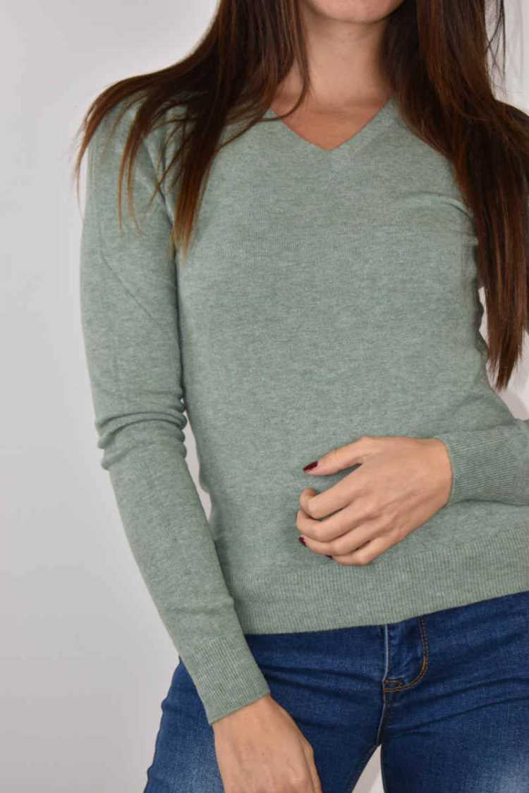 Maglia melange scollo a V 