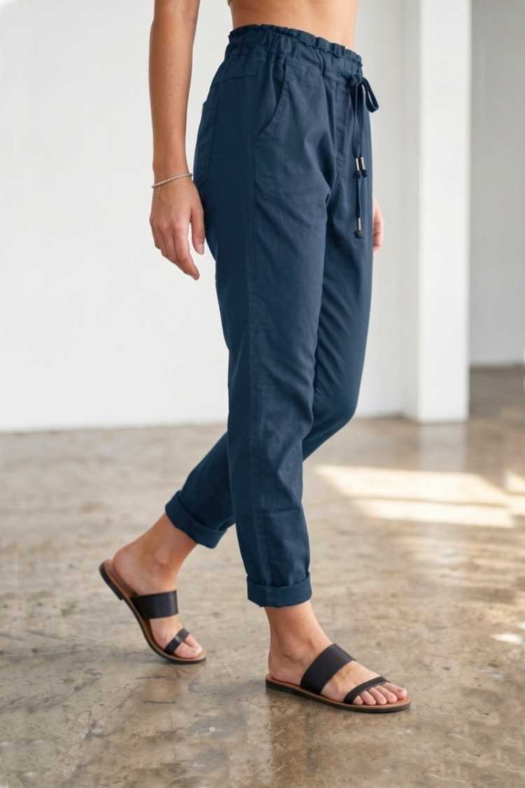 Pantalone in cotone con coulisse